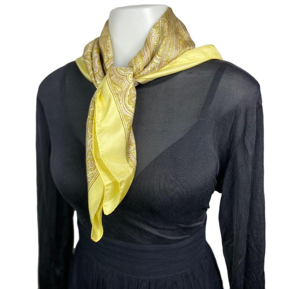 VTG Liberty Of London Silk Scarf Yellow Paisley
